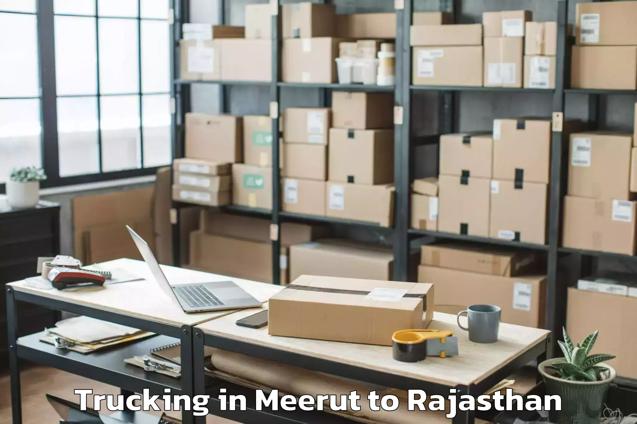 Leading Meerut to Madhav University Pindwara Trucking Provider